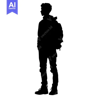 Premium design asset: Silhouette of a Young Man with a Backpack