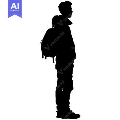 Premium design asset: Silhouette of a Person Wearing a Backpack