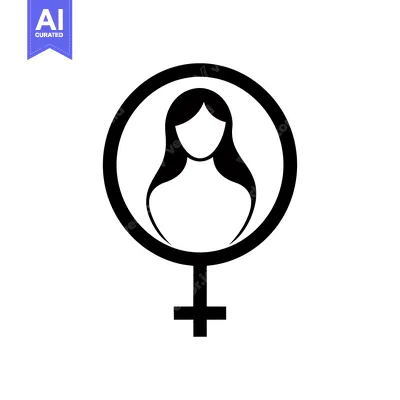 Aset premium populer: Female Gender Symbol with Woman Silhouette Inside