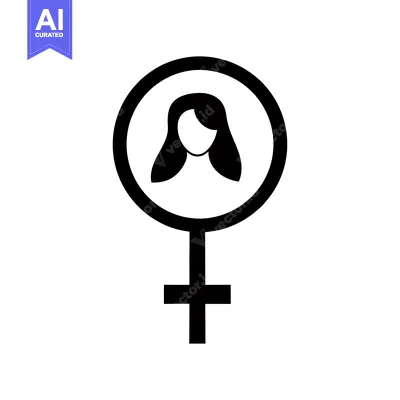 Aset premium populer: Female Gender Symbol with Woman Silhouette