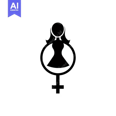 Aset premium populer: A Stylized Black Female Figure with a Circular Halo and Female Symbol