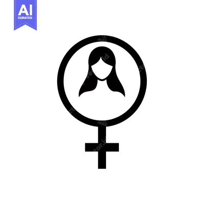Aset desain premium: Female Gender Symbol with Silhouette of Woman Inside