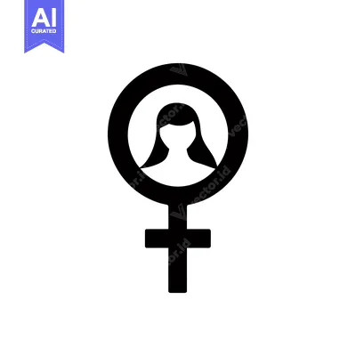 Aset desain premium: Female gender symbol with female silhouette inside