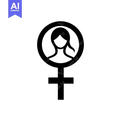Aset premium populer: Female Gender Symbol with a Woman's Profile Inside