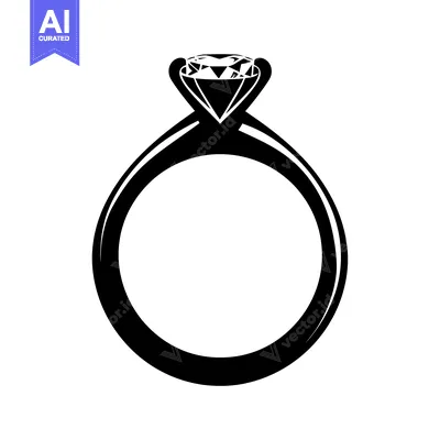 Aset premium populer: A Black and White Illustration of a Diamond Ring