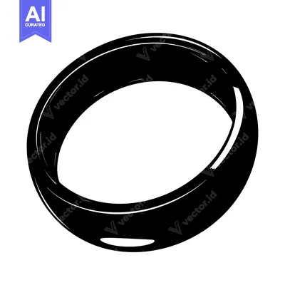 Aset premium populer: A Black and White Illustration of a Simple Ring