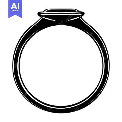 A Black and White Illustration of a Ring with a Square-Shaped Stone