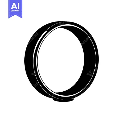 Aset desain premium: Black and white silhouette of a ring with a flat base