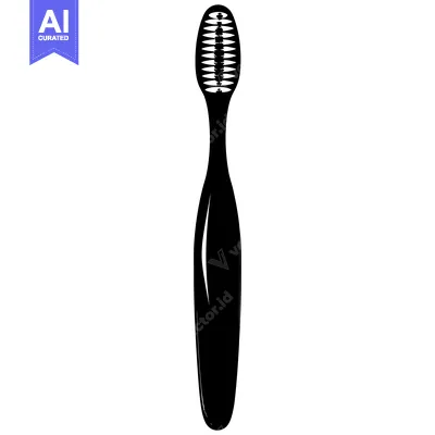 Aset desain premium: Black and White Silhouette of a Toothbrush