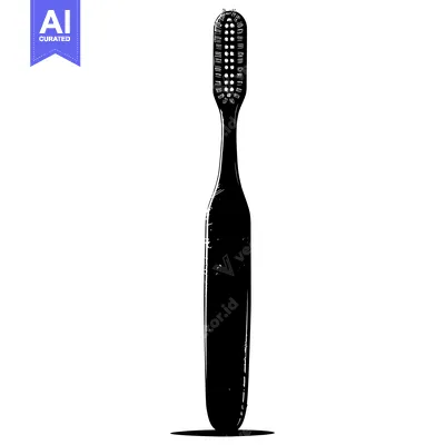 Aset desain premium: Black and White Silhouette of a Toothbrush