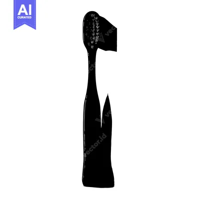 Premium design asset: Black and white silhouette of a toothbrush
