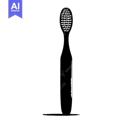 Aset desain premium: Black and White Silhouette of a Toothbrush