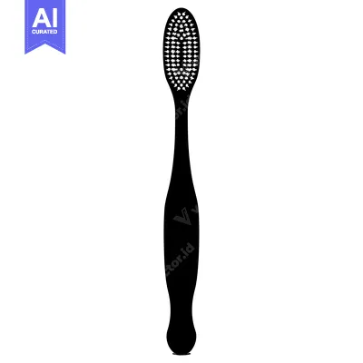 Aset desain premium: Black and White Silhouette of a Toothbrush