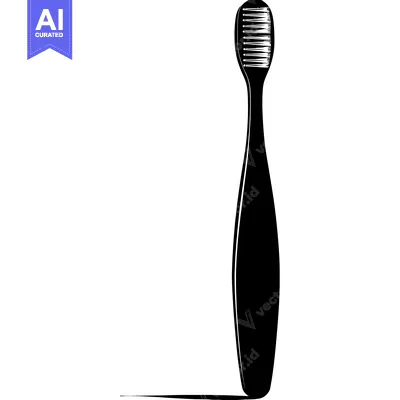 Black and White Silhouette of a Toothbrush