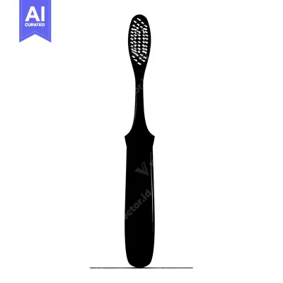 Premium design asset: Black and white silhouette of a toothbrush