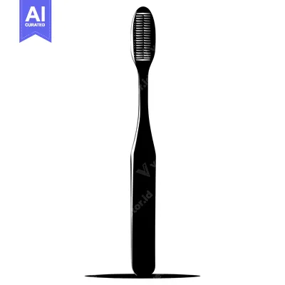 Black and White Silhouette of a Toothbrush