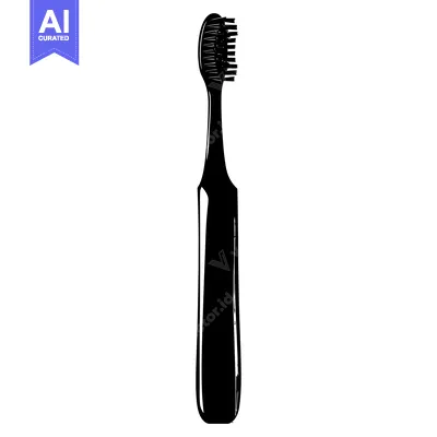 Aset desain premium: Black and White Silhouette of a Toothbrush