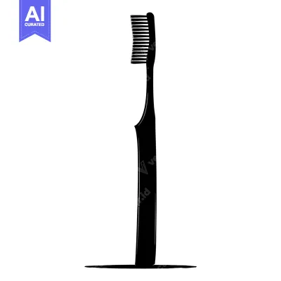 Aset premium populer: A Black Silhouette of a Toothbrush Standing Upright