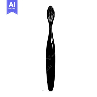 Premium design asset: Black and White Silhouette of a Toothbrush