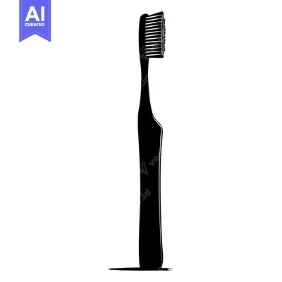 Black and White Silhouette of a Toothbrush