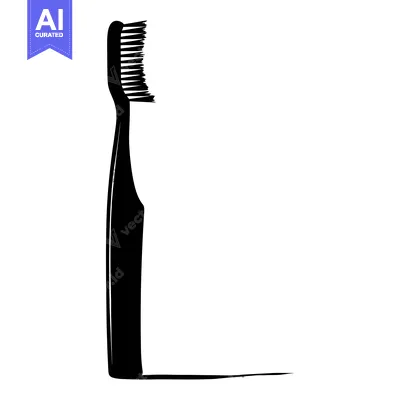 Aset desain premium: Black and White Silhouette of a Toothbrush