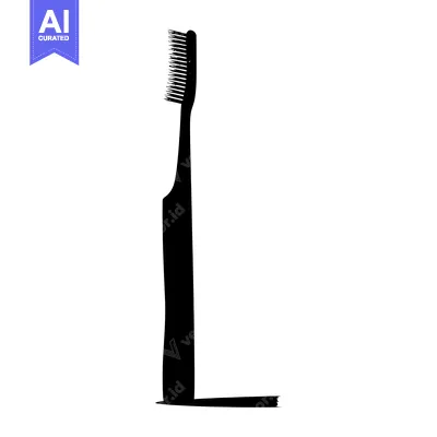 Aset desain premium: Black and White Silhouette of a Toothbrush
