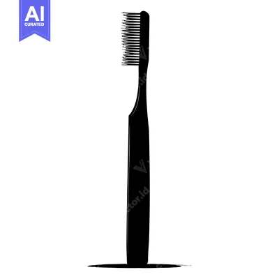 Black and White Silhouette of a Toothbrush