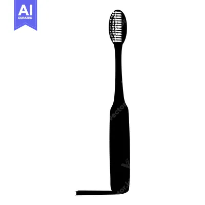 Premium design asset: Black and White Silhouette of a Toothbrush