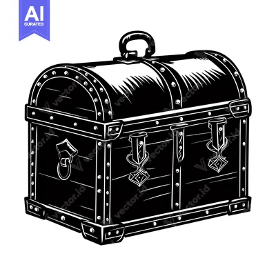 Aset premium populer: Vintage Wooden Treasure Chest with Metal Hardware