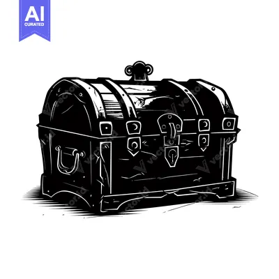Premium design asset: Wooden Chest with Ornate Metal Hardware and a Keyhole