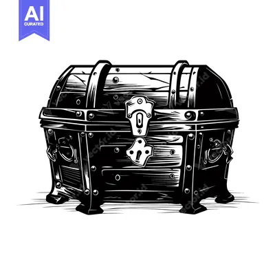 Premium design asset: A Closed Wooden Treasure Chest with Metal Accents