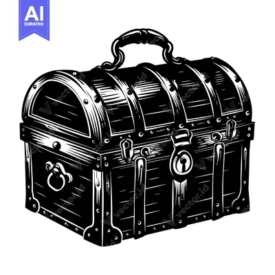 Aset premium populer: Vintage Wooden Chest with Metal Accents and Lock