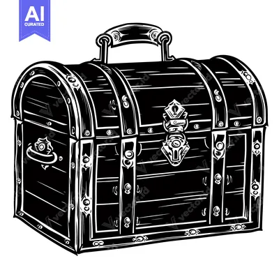 Aset premium populer: A Wooden Chest with a Hinged Lid, Ornate Lock, and Handles