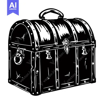Aset desain premium: A Vintage Wooden Chest with a Handle and Metal Accents