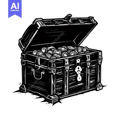 Aset desain premium: Open Wooden Chest Filled with Gold Coins