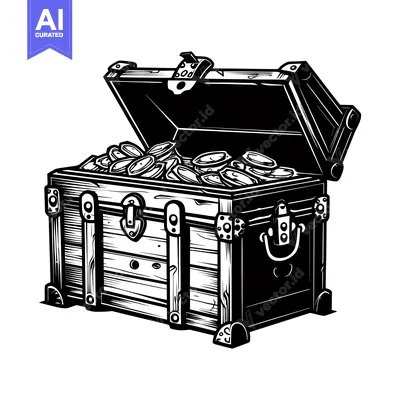 Premium design asset: Open Wooden Chest Overflowing with Gold Coins