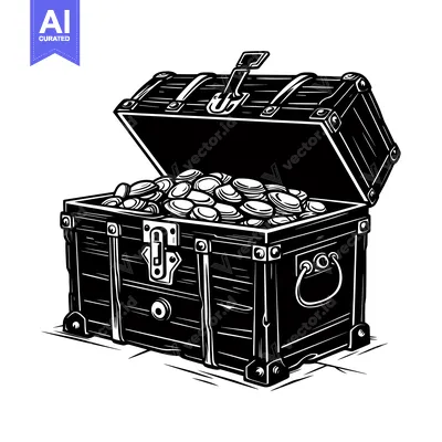 Open Wooden Treasure Chest Filled With Gold Coins