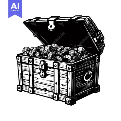 Aset premium populer: Open Wooden Treasure Chest Filled with Gold Coins