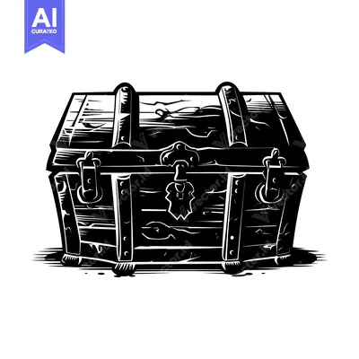 Closed Wooden Treasure Chest with Metal Hardware