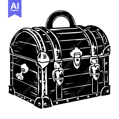 Aset premium populer: Wooden Treasure Chest with Ornate Hardware and Keyhole