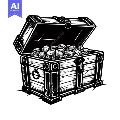 A wooden treasure chest overflowing with gold coins