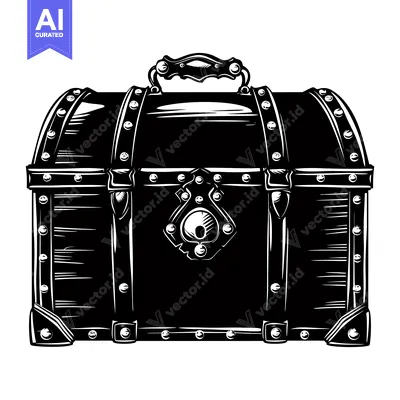 Aset premium populer: Vintage Wooden Chest with Metal Accents and a Lock