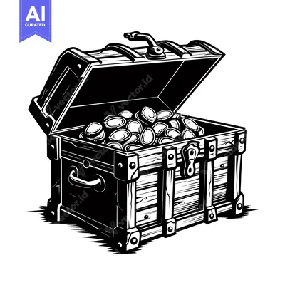 Open Wooden Chest Filled with Gold Coins