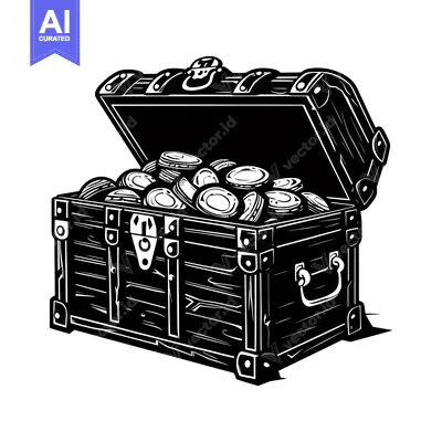 Open Wooden Chest Full of Gold Coins