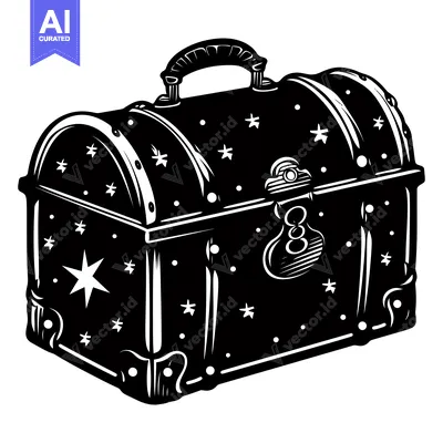 Aset premium populer: A Closed Treasure Chest with a Starry Design