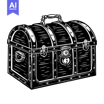 Aset desain premium: Wooden Chest with Metal Accents and Hinges
