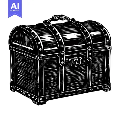 Aset premium populer: A Hand-Drawn Illustration of a Closed Wooden Treasure Chest