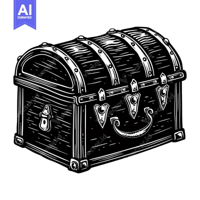 Aset premium populer: A Closed Wooden Treasure Chest with Metal Accents