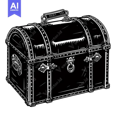 Premium design asset: Antique Wooden Chest With Ornate Metal Accents