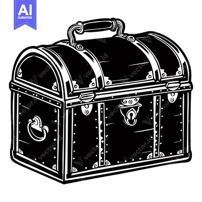 Premium design asset: Vintage Wooden Chest with Ornate Metal Hardware